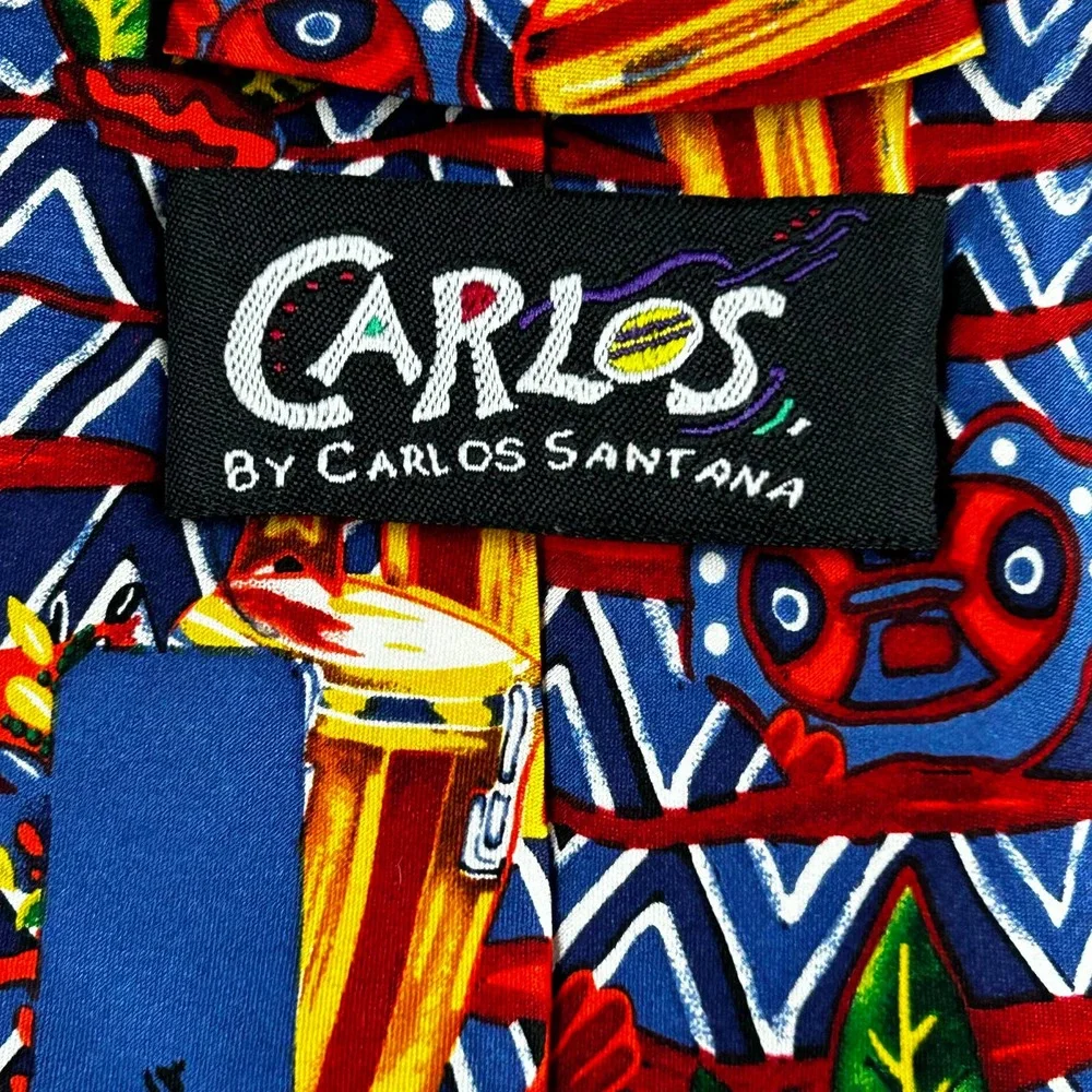 Carlos by Carlos Santana 100% Silk Tie Novelty Drums